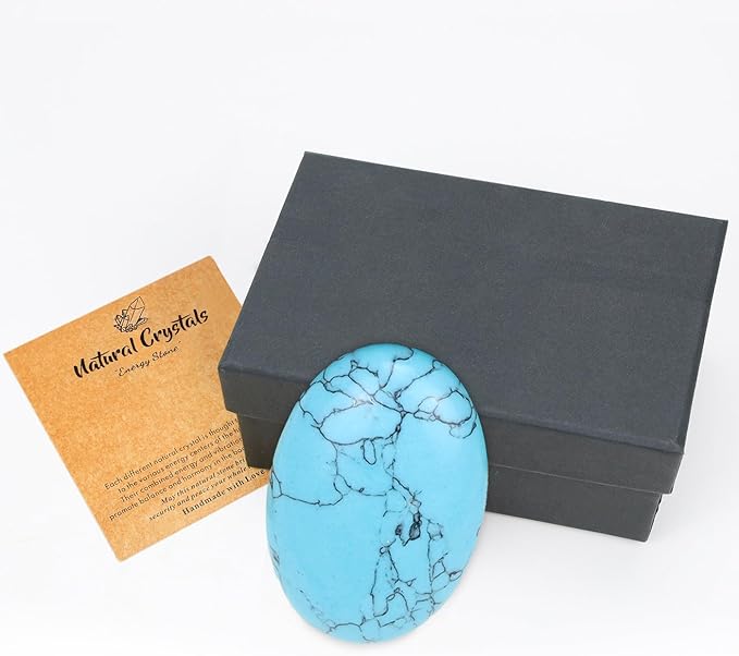 MAIBAOTA 2.4" Large Green Turquoise Crystal Stone Large Polished Palm Stone Healing Crystals 0.7" Thick Natural Reiki Gemstone Worry Stone Energy Balancing Anxiety Stress Relief Meditation 1 Pc