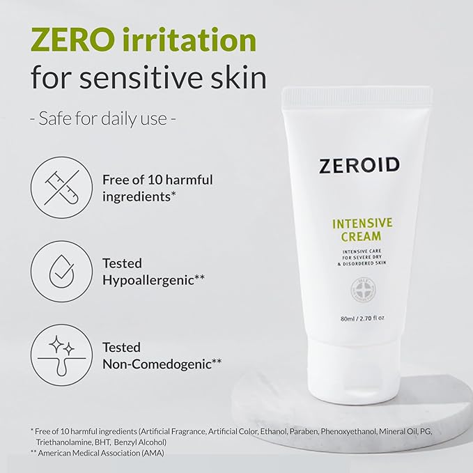 ZEROID | Intensive Cream | Face Moisturizer for Dry & Disordered Skin | Face Cream for Sensitive Skin | Face Lotion For Skin Barrier Repair | Korean Skincare | Korean Moisturizer | 2.7 fl oz (80ml)