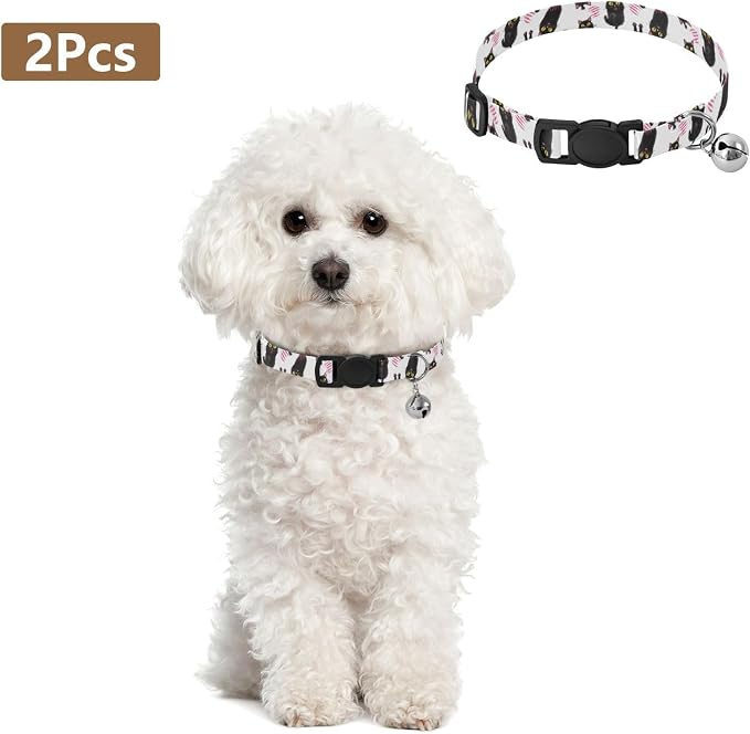 Black Cats Yellow Eyes Easy to Wear Kitten Collar 2 Pack Collar for Puppy