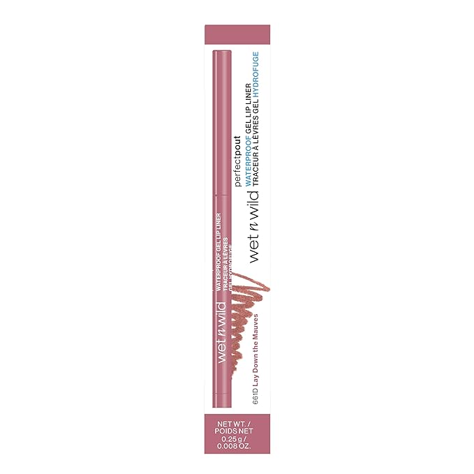 wet n wild Perfect Pout Matte Retractable Gel Lip Liner Pencil, Rich Creamy Long Lasting Color, Well-Defined and Flawless Application, Vegan & Cruelty-Free - Purple Lay Down the Mauves