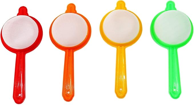 Plastic Tea and Coffee Strainers, Multicolour (Set of 4) Colour May Vary (Plastic Set of 4 Tea Strainer)