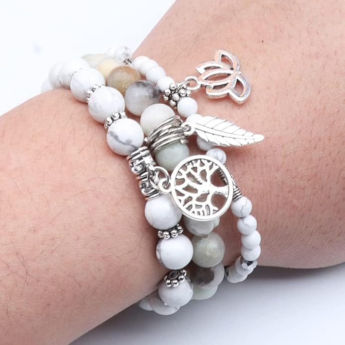 UEUC Tree of Life Yoga Healing Stone Bracelets,Multilayer Lotus Chakra Stone Reiki Bracelet Sets,Anxiety Crystal Natural Stone,for Women Stress Relief