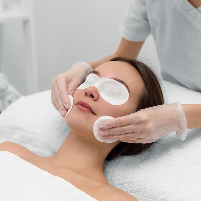 Psyqtsuary Disposable Non Woven Eye Care, 200 Sheets Eye Mask Paper Disposable Sheets Eye Covers Cotton Cosmetic Facial Eye Covers Skincare Spa Paper, DIY Clear Beauty Sheets for Makeup Beauty Tools
