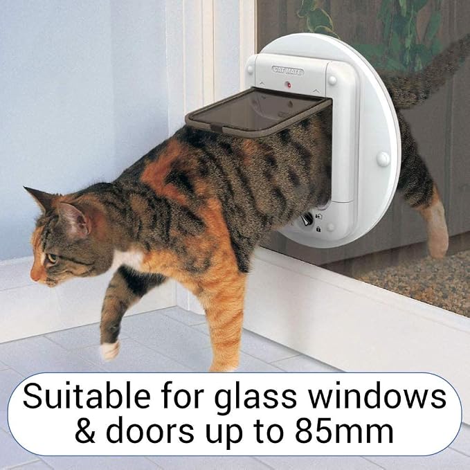 Cat Mate Microchip activated Cat Flap | for up to 30 Cats, Brown | Stores 30 Pet IDs, Weather Resistant, Selective Entry, Keeps Unwanted Animals Out, Easy Installation