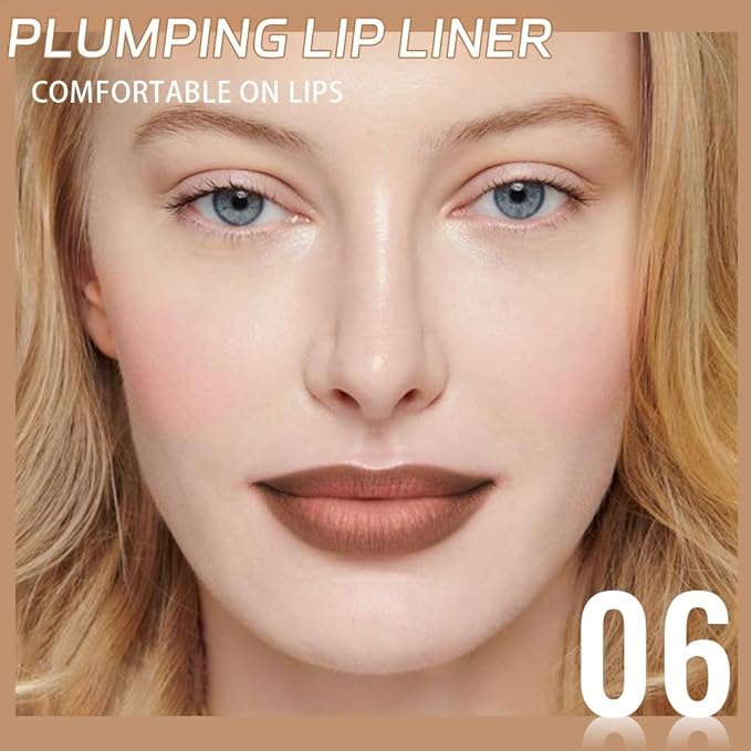 Plum Matte Lip Liner Pencil, Long-Lasting Waterproof, Creamy Formula with Silicone Smudger (6#, 1 Count (Pack of 1))
