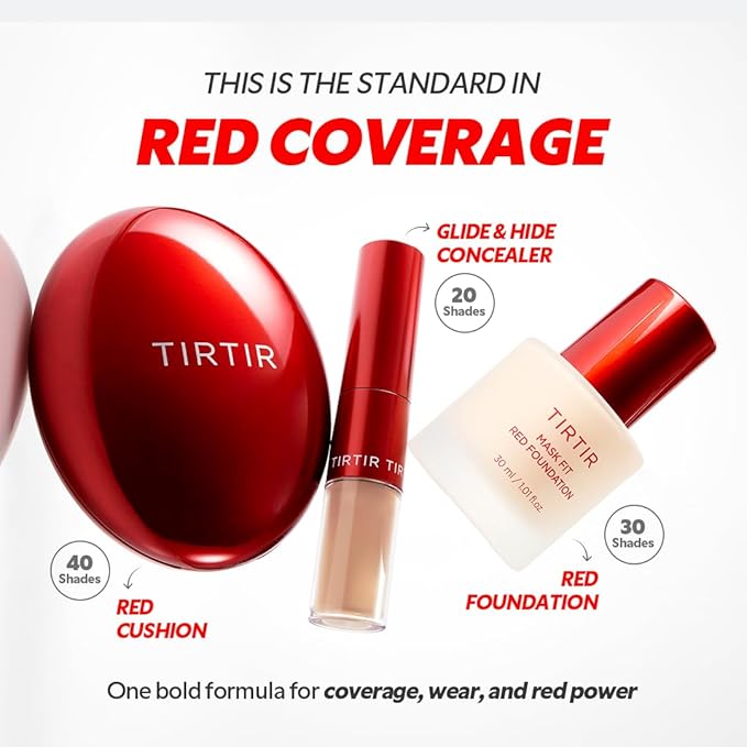 TIRTIR Mask Fit Red FoundationㅣLong Lasting Flawless Coverage, Energy Essence, Lightweight, Hydrating, Pore-Blurring, Breathable Satin Finish, Makeup, Radiant Skin, #22N Shell Beige, 1.01 Fl Oz
