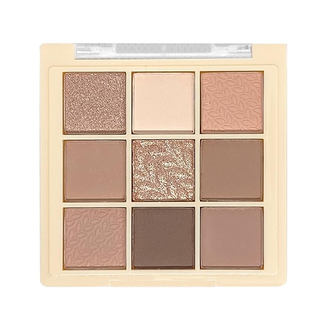 9 Colors Glitter Shimmer Eyeshadow Makeup Palette, Korean Natural Neutral Eye shadow Palettes Highly Pigmented Long Lasting Waterproof Blendable sombras para ojos Pink White Golden Brown