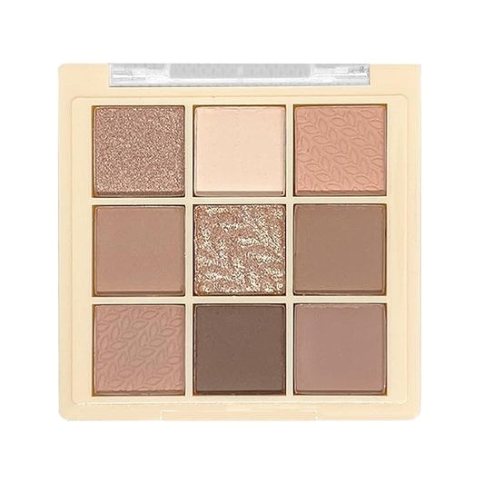 9 Colors Glitter Shimmer Eyeshadow Makeup Palette, Korean Natural Neutral Eye shadow Palettes Highly Pigmented Long Lasting Waterproof Blendable sombras para ojos Pink White Golden Brown