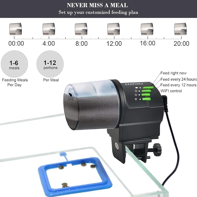 WiFi Fish Feeder Automatic Fish Feeder Automatic Dispenser | Vacation,For Aquarium and Turtle Tank, With Feeding Ring