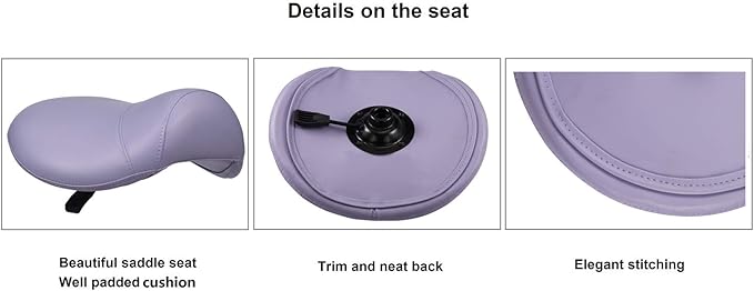 Kaleurrier Saddle Stool Rolling Swivel Height Adjustable with Wheels,Heavy Duty Saddle Chair,Ergonomic Stool Chair for Hair Salon Lab Clinic Dental Massage Home Office Kitchen (Purple, Without Back)
