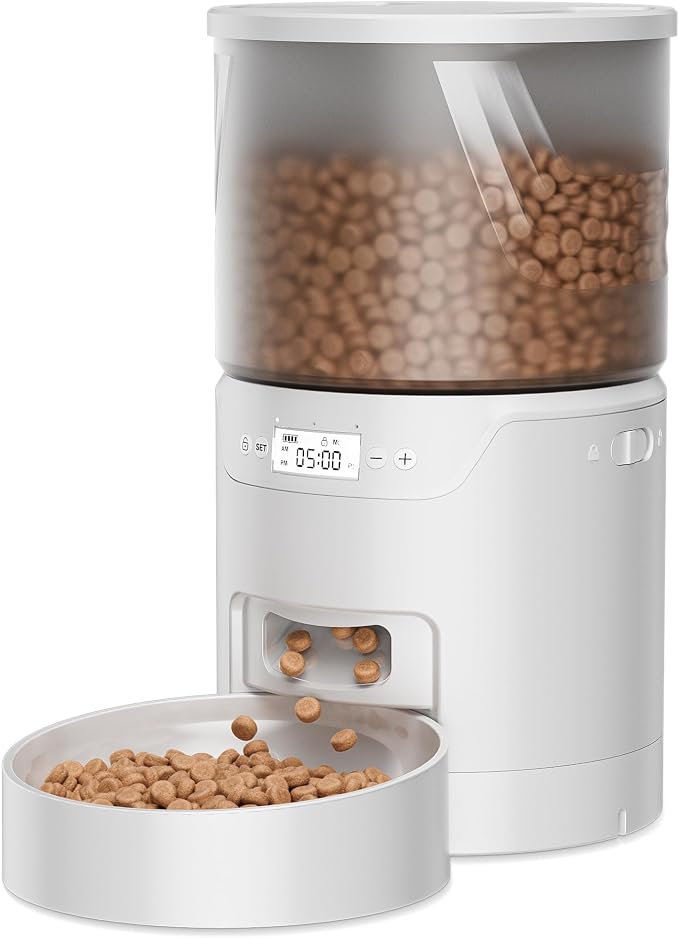 IMIPAW PET Automatic Cat Feeder: 3L Auto Food Dispenser with Timed Feeding| 6 Meal Programmable& 1-20 Portion Precise Control- Easy to Clean & Setup for Cat Indoor| Desiccant Bag Keep Food Fresh