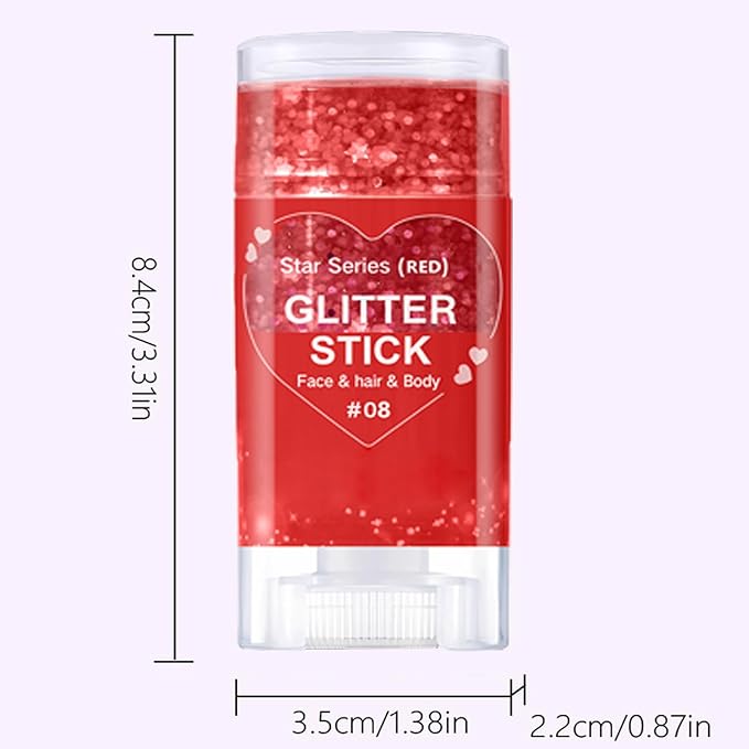 Red Body Hair Glitter Stick for Kids,Christmas Makeup Chunky Sequins Face Glitter Rave Singer Concert for Women, Halloween Glitter Paint,Waterproof Shimmer Carnival Mardi Gras Accessories