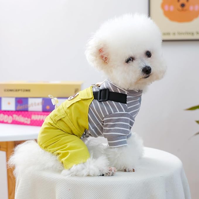 Dog Stylish Overalls Comfortable One Piece Puppy Outfits Summer Bib Overalls for Small Dogs Cute Pet Jumpsuit Onesie Chihuahua Yorkies Birthday Holiday Clothes Costume