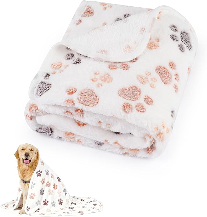 Dog Blankets for Medium Dogs, Cat, Premium Soft Dog Blankets for Small Dog | Washable, Puppy Blanket Dogs Essentials for Puppies (1, White, 41" x 30")
