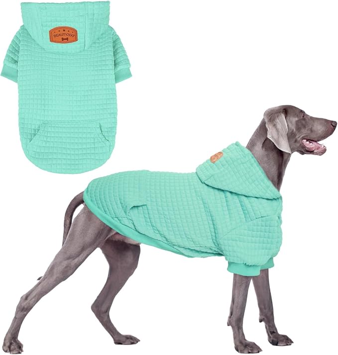 BEAUTYZOO Dog Hoodies Sweater for Large Dogs,Waffle‑Like Laminated Pet Coat | Warm Dog Sweatshirt with Pocket & Leash Hole,Pullover Clothes for Girl Boy Dogs,Stretchy & Easy‑On‑Off,Labrador & Great Danes
