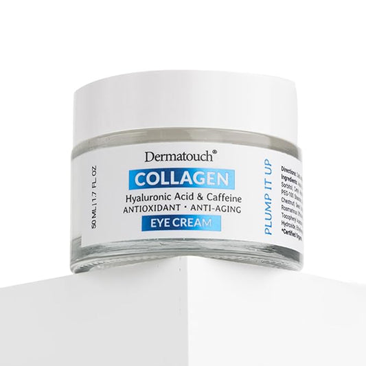 Dermatouch Collagen Eye Cream - Hyaluronic Acid and Caffeine Antioxidant Skin Treatment, Wrinkle Reducer, 1.6 Oz.