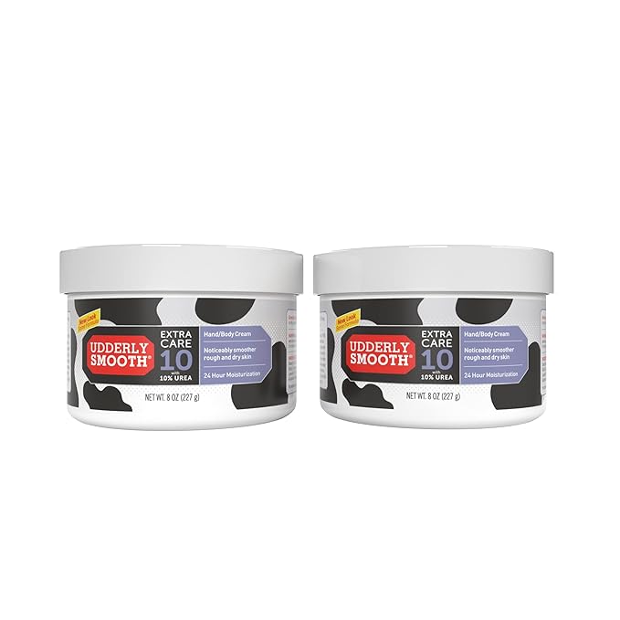 Udderly Smooth Extra Care Hand, Body & Foot Cream with 10% Urea, Daily Moisturizer to Restore Dry or Irritated Skin, Dermatologist Tested, 8 Oz, 2 Pack
