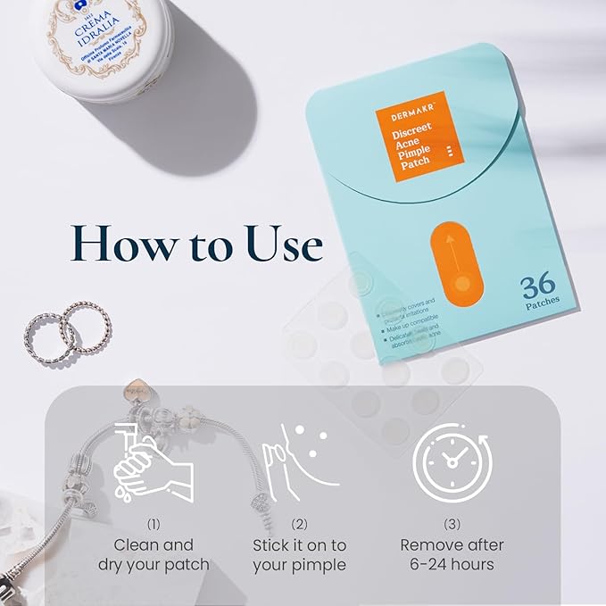 Discreet Acne Pimple Patch | Spot Cover & Treatment Solution Cystic Acne & Pimple | Hydrocolloid Facial Stickers | Waterproof Patches Invisibly Cover Pimples (4packs)