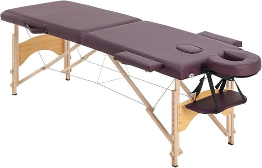 Artechworks Massage Table Massage Bed Portable Lash Bed for Eyelash Extensions Beauty Tattoo Table Adjustable for Spa Salon,Lightweight (Wine Red, 2 Folding No Bag)