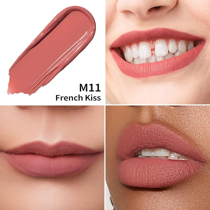 Oulac Matte Liquid Lipstick 2 PCS Set, Long Lasting Lipstick Waterproof Lip Stain, No Transfer, Creamy High Pigmented Formula with Rose Oil, Vegan [M11+M12]