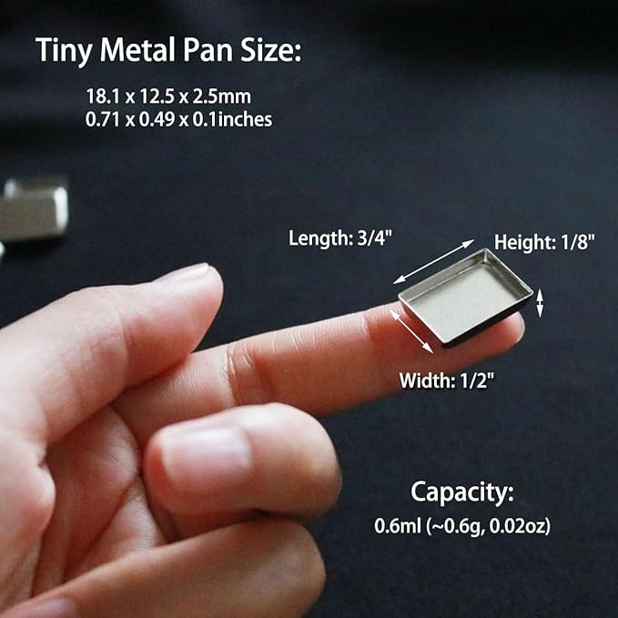 FCLUB 100PCS Tiny Empty Metal Pans 3/4" × 1/2" (0.6ml) – Shallow Rectangle Eyeshadow & Cosmetic Pans for Makeup, Watercolor, Lipstick, Blush, Foundation, DIY Magnetic Palette Refills