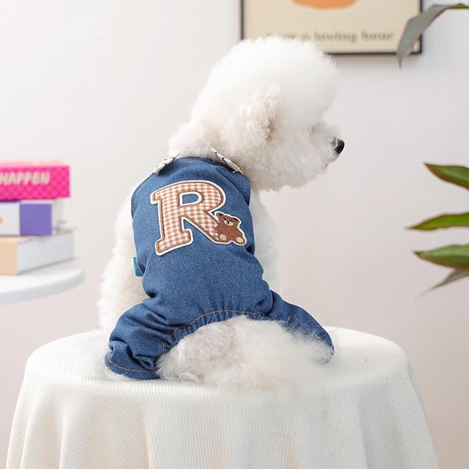Dog Stylish Overalls Comfortable Puppy One Piece Outfits Summer Bib Overalls for Small Dogs Cute Pet Jumpsuit Onesie Chihuahua Yorkies Birthday Holiday Clothes Costume