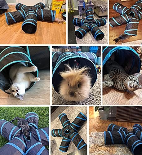 Pawaboo Cat Tunnel Tube 5 Way Tunnels, Blue, 25x53cm