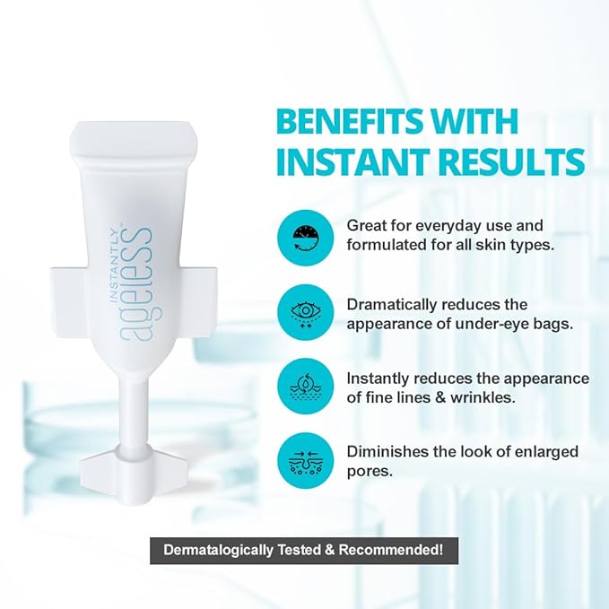 Instantly Ageless - Instant Face Lift Cream - Skin Care Anti Aging Face Cream - Wrinkle Tightener - Eye Cream For Puffiness and Bags Under Eyes - Facelift 5 Vials