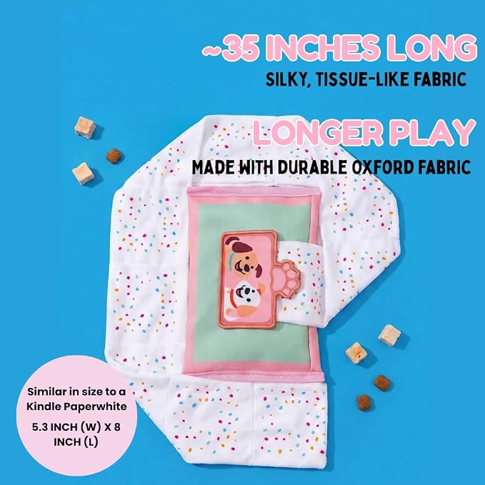 ORIGINAL Interactive Dog Snuffle Wipe Puzzle Toy | Quality Tested, Reinforced Stitching | Anti-Boredom Mental Stimulation | Slow Feeding & Enrichment Game | Small Medium Dogs | Tissue (Pink)