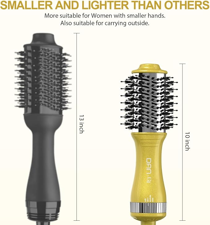 DAN Technology Dual Voltage Hair Dryer Brush Hot Air Brush, 2 inch Hair Blow Dryer Brush, Ionic Oval Barrel for Smooth