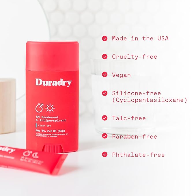 Duradry Clinical-Strength Antiperspirant Deodorant for Women and Men – Clean Formula with Natural Ingredients – Odor and Excessive Sweat Protection for Armpits–Limitless (Cool Citrus + Cedar),3 Pack