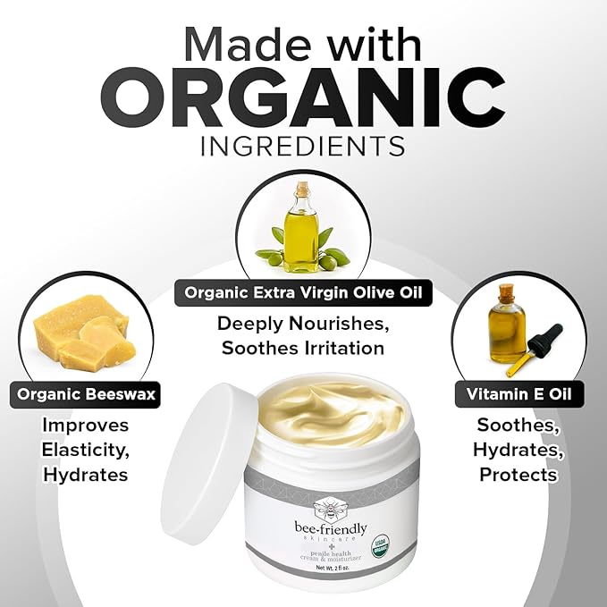 BeeFriendly Organic Penile Health Creme, USDA Certified Cream, Natural Moisturizer Aids With Dry, Chafed, Itchy, Irritated & Sensitive Male Skin 2 oz