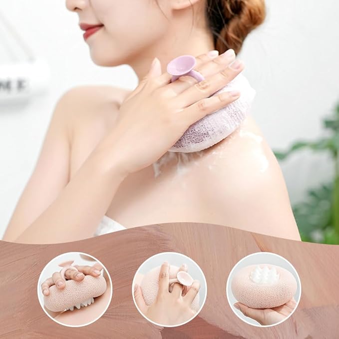 Super Soft Sunflower Suction Cup Bath Ball, 2024 Upgraded 2-in-1 Sunflower Bath Ball Exfoliating Bath Sponge Cleaning Brush, Sponge Mesh Pouf Shower Ball for Women, Men Shower (Apricot+Yellow)