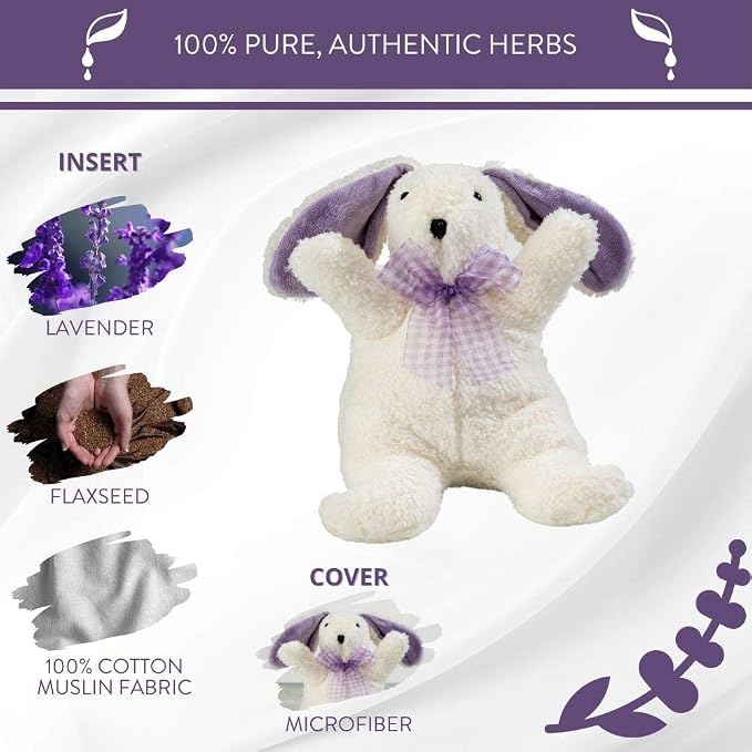 Sonoma Lavender Microwaveable Aromatherapy Stuffed Pillows, Plush Bunny, Lavender Scented with Removable Washable Cover, Lil The Lavender White Bunny