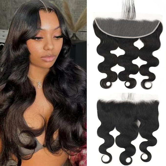 13x4 Skinlike HD Lace Frontal Closure Body Wave Human Hair Ear to Ear Frontal 20inch Brazilian Straight Virgin Hair Pre Plucked Natural Hairline Nature Black