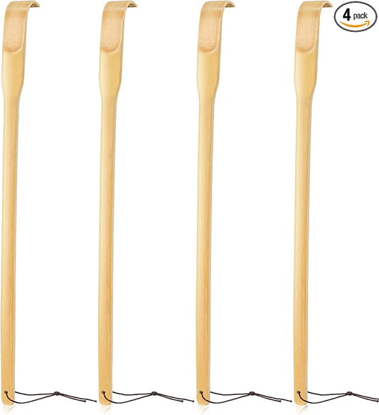 Bamboo Back Scratcher,16.5" Wooden Back Scratchers for Men Women,Strong Sturdy Self-Massager for Scratching Itches On Back, Arm, Leg, Head, Body, Best Gift for Pregnant Women，Elderly（ 4 PCS ）