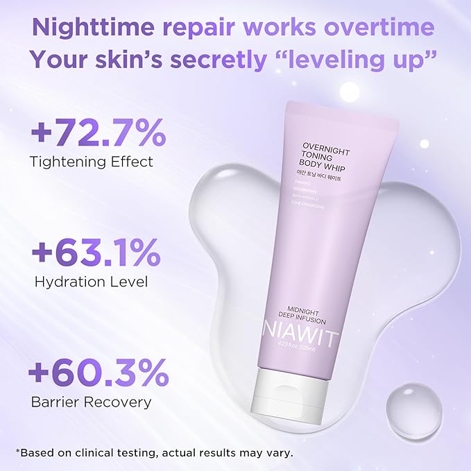 Overnight Toning Body Whip – For Loose Crepey Skin on Arms, Thighs & Belly | Firming, Moisturizing & Anti-Wrinkle Night Cream to Improve Tone While You Sleep, All Skin Types