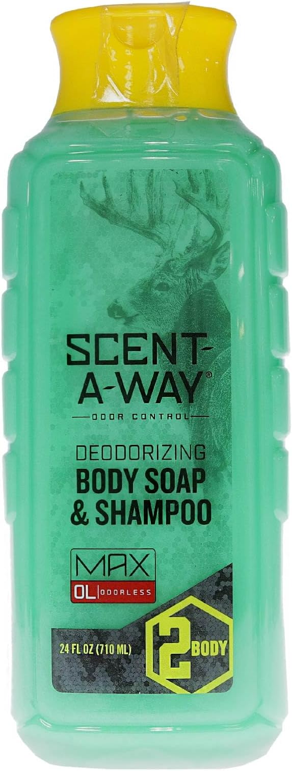 Hunters Specialties Scent-A-Way MAX Liquid Body Soap & Shampoo - Hunting Odorless Green Soap Scent Eliminator for Hunters, Trappers, Anglers, and Campers