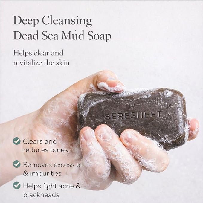 Mud Mask & Bar Soap – Face & Body Detoxifying Mineral Clay – Deep Cleansing & Skin-Refining Care – Spa Quality for Men & Women (Dead Sea Salt Duo Set)