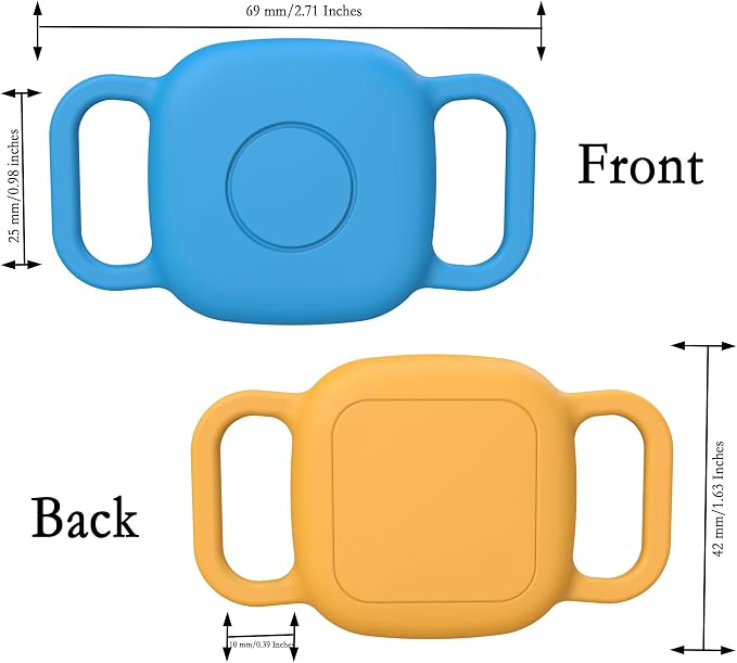 Waterproof Dog Collar Holder Case for Tile Mate 2024/2022 Tracker, 2 Pack Anti Lost Soft Silicone Case for cat pet Necklace, Protective Cover Accessories for Tile Tracker (Blue/Orange)