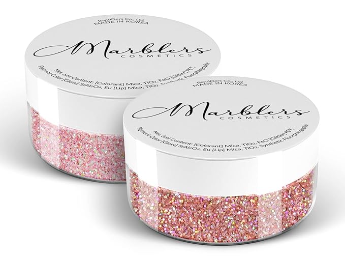 MARBLERS Twinkle Face & Body Glitter Duo [Unicorn Pink & Holo Pink Rose] 0.36oz (10g) | Non-Toxic | Cruelty-Free | Eyeshadow, Nail Polish, Nail Art | Festival, Rave Party Makeup | Nail Art | Gel Nail