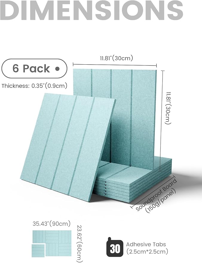 Fluxynara 36" x 24" Large Felt Bulletin Board, Aqua Blue | 6 Pack Cork Board Alternative with 30 Safe Adhesive Tabs, Felt Pin Boards for Wall Decor, Home, Office, Classroom, Dorm