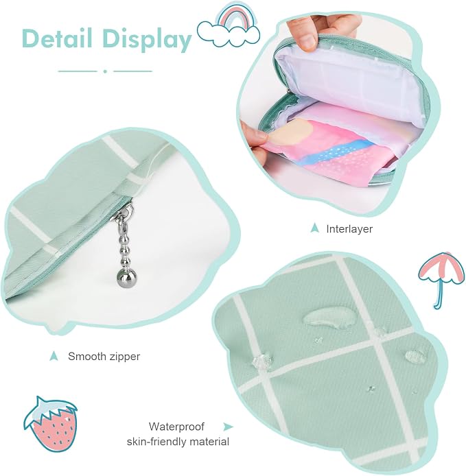 airogym 2 Pack Period Bag for Womens, Sanitary Napkin Storage Bag, Functional Waterproof Sanitary Pads Bags for Panty Liners, Tampons, Menstrual Cups Pouches, Sanitary Pads Organizer with Zipper