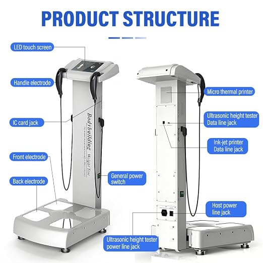 Body Fat Analyzer with Printer, Body Composition Analyzer, Body Fat Scale/Weight Scale for Accuracy 25 Key Metrics, Muscle Analysis, Body Scanner Analyzer Body Fat with BMI for Gym, Clinic, Home Use