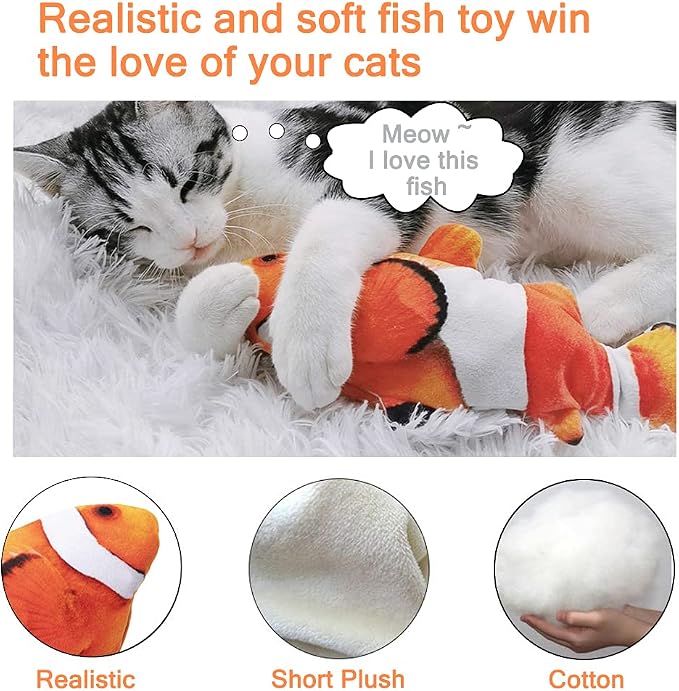 Tocirelo Cat Toy Flopping Fish - Interactive Cat Toy for Indoor Bored Cats
