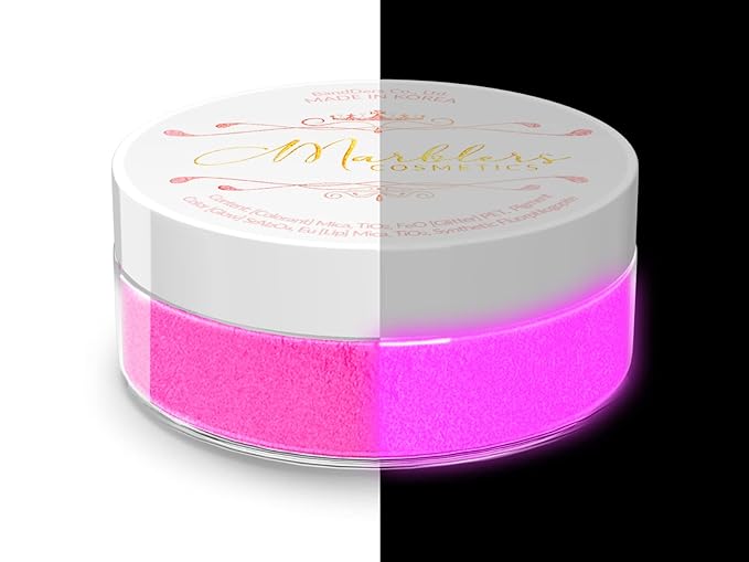 MARBLERS Glow-in-The-Dark Powder [Glow Pink] 0.28oz (8g) | Matte| Dye | Pigment | Non-Toxic | Vegan | Cruelty-Free | Eyeshadow, Nail Polish, Nail Art | Festival, Rave & Party Makeup | Body & Face