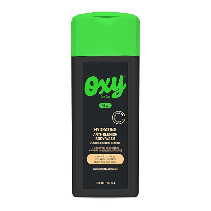 Oxy Stubborn Acne Anti-Blemish Body Wash For Teens, 2% Salicylic Acid, Hydrating Face & Body Wash Clears & Prevents Breakouts, Fast-Acting Acne Treatment, Dermatologist Recommended, 9 fl oz