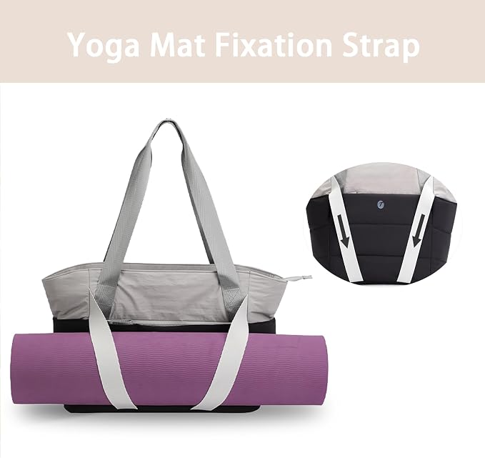 Tote Bag for Women,Lightweight Durable Puffy Yoga Mat Bag with Compartments,Shoulder Handbag for Work, Travel, Gym