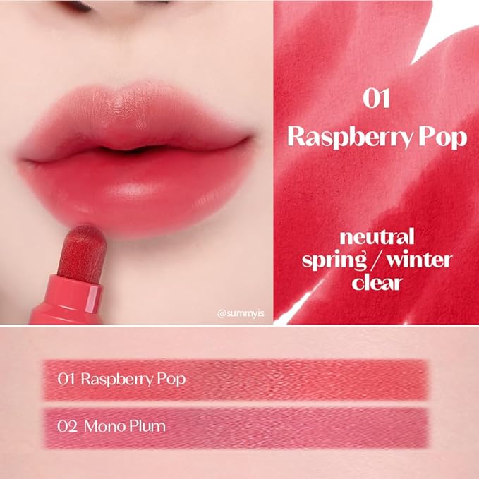 ETUDE Dear Darling Marker Tint Raspberry Pop+Mono Plum set (2 pcs) | Hydrating & Long Lasting Lip Stain | High Pigmented Lip Maker with Easy Drawing Tip | Korean Daily Lip Tint, Korean Makeup, Kbeauty