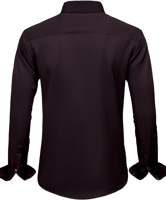 J.VER Men's Dress Shirts Solid Long Sleeve Stretch Wrinkle-Free Formal Shirt Business Casual Button Down Shirts